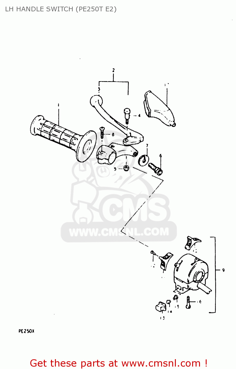 LH HANDLE SWITCH (PE250T E2) PE250 1980 (T) (E01 E02 E04 E15 E21 E24)