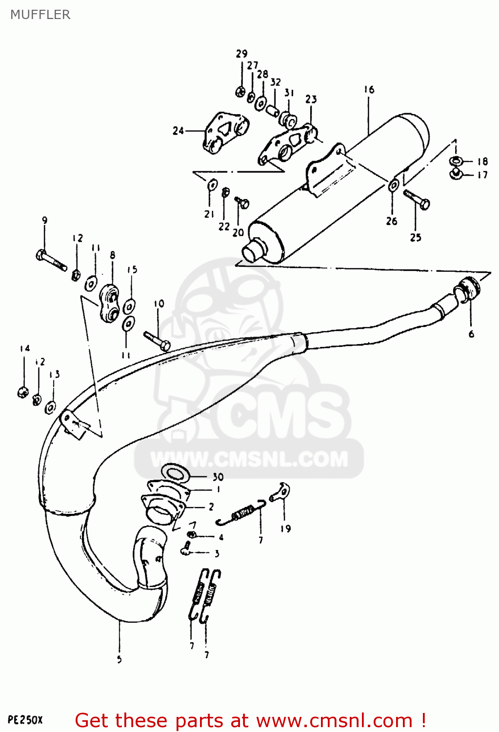 MUFFLER PE250 1980 (T) (E01 E02 E04 E15 E21 E24)