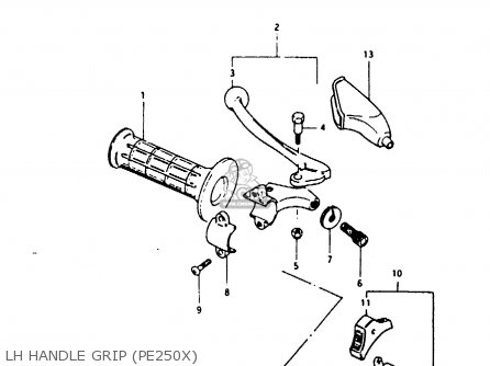 LH HANDLE GRIP (PE250X) - PE250 1980 (T) (E01 E02 E04 E15 E21 E24)