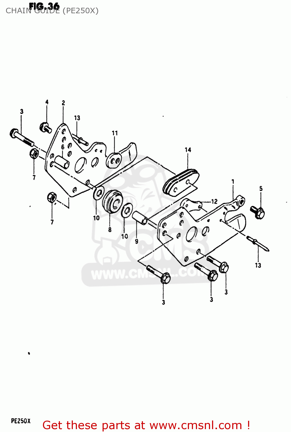 CHAIN GUIDE (PE250X) PE250 1980 (T) USA (E03)