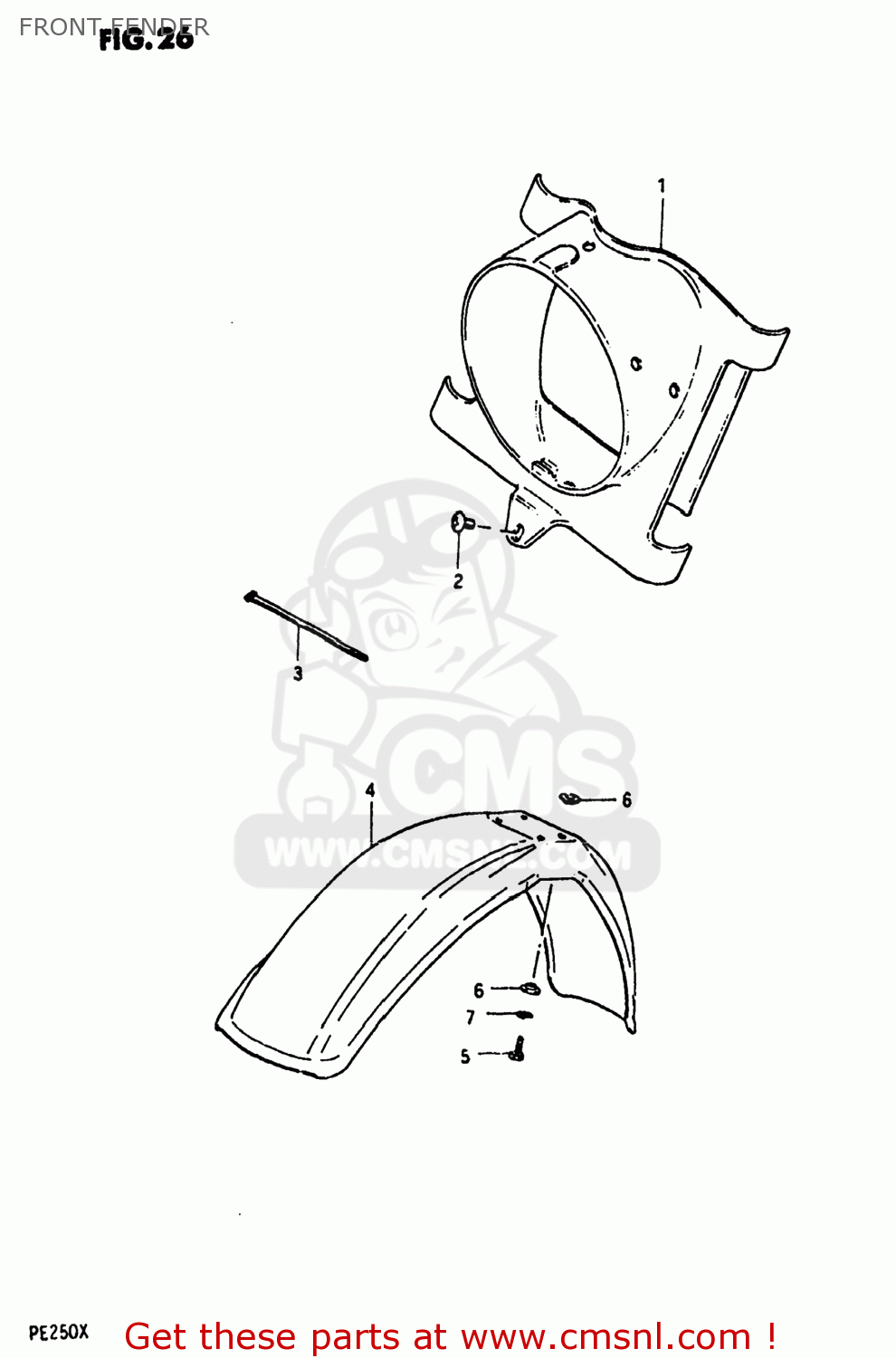 FRONT FENDER PE250 1980 (T) USA (E03)