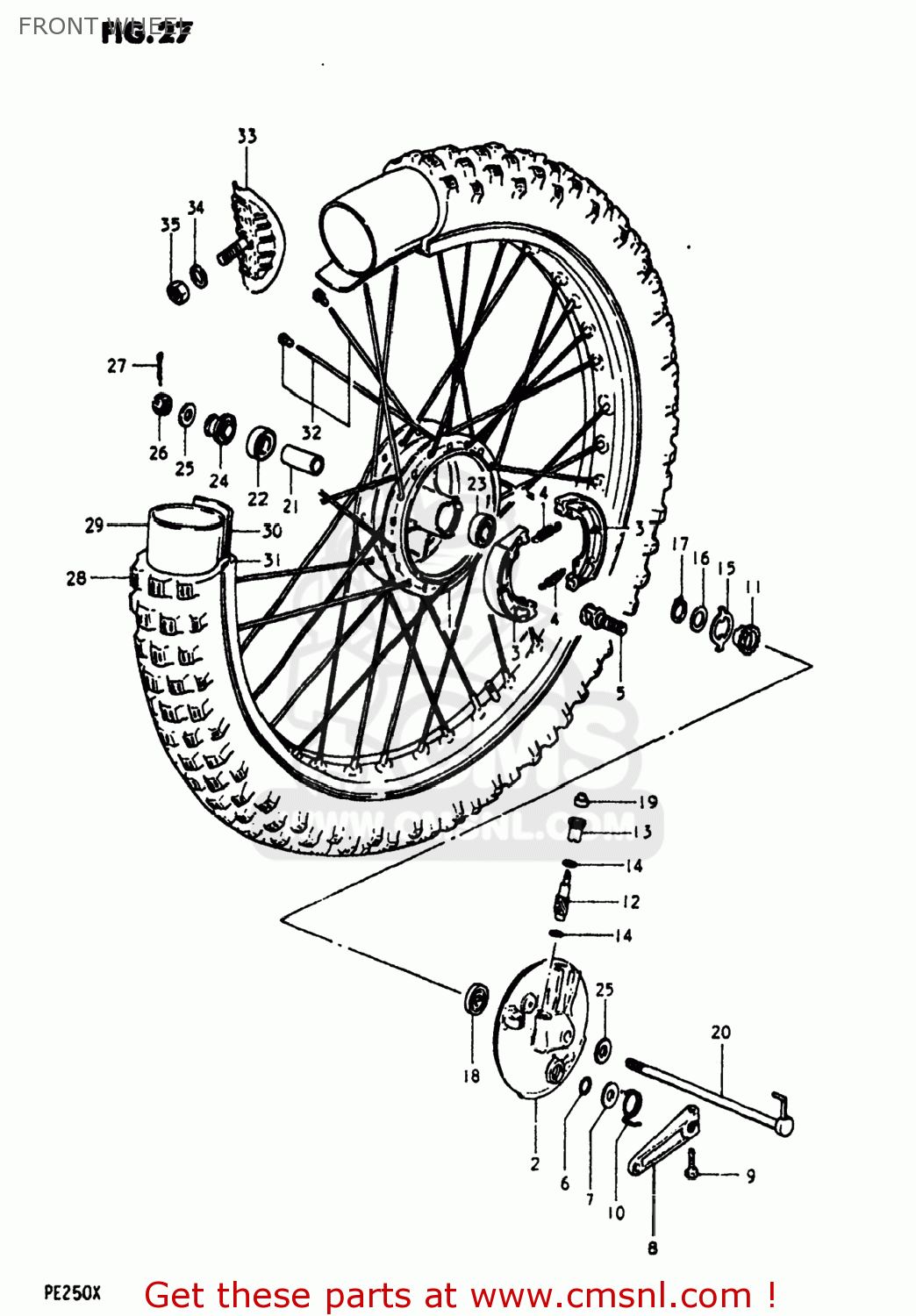 FRONT WHEEL PE250 1980 (T) USA (E03)