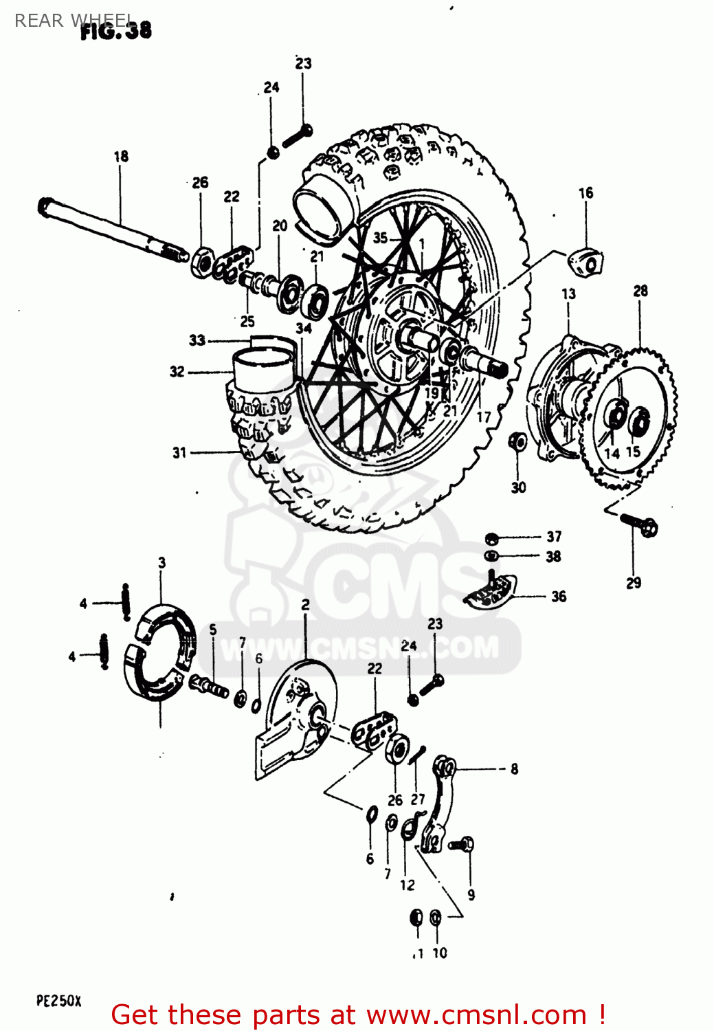 REAR WHEEL PE250 1980 (T) USA (E03)