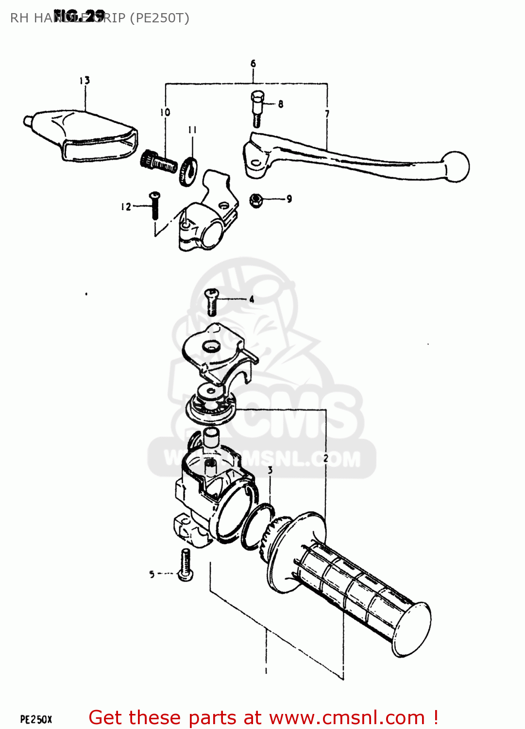 RH HANDLE GRIP (PE250T) PE250 1980 (T) USA (E03)