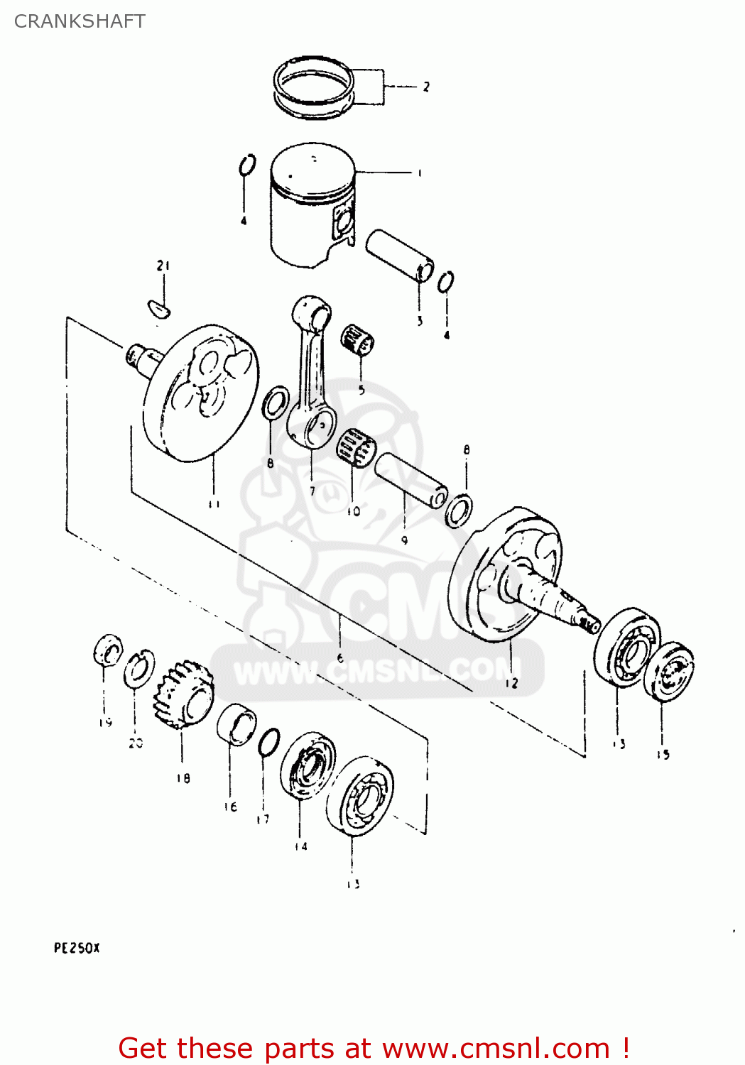 Suzuki PE250 1981 (X) (E01 E02 E04 E15 E21 E24) CRANKSHAFT - buy ...