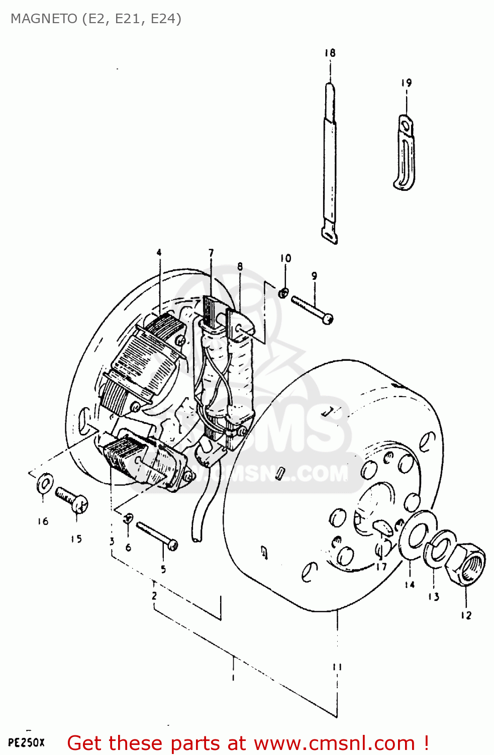 MAGNETO (E2, E21, E24) PE250 1981 (X) (E01 E02 E04 E15 E21 E24)