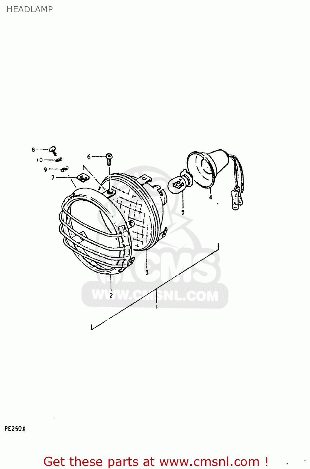 HEADLAMP PE250 1981 (X) (E01 E02 E04 E15 E21 E24)