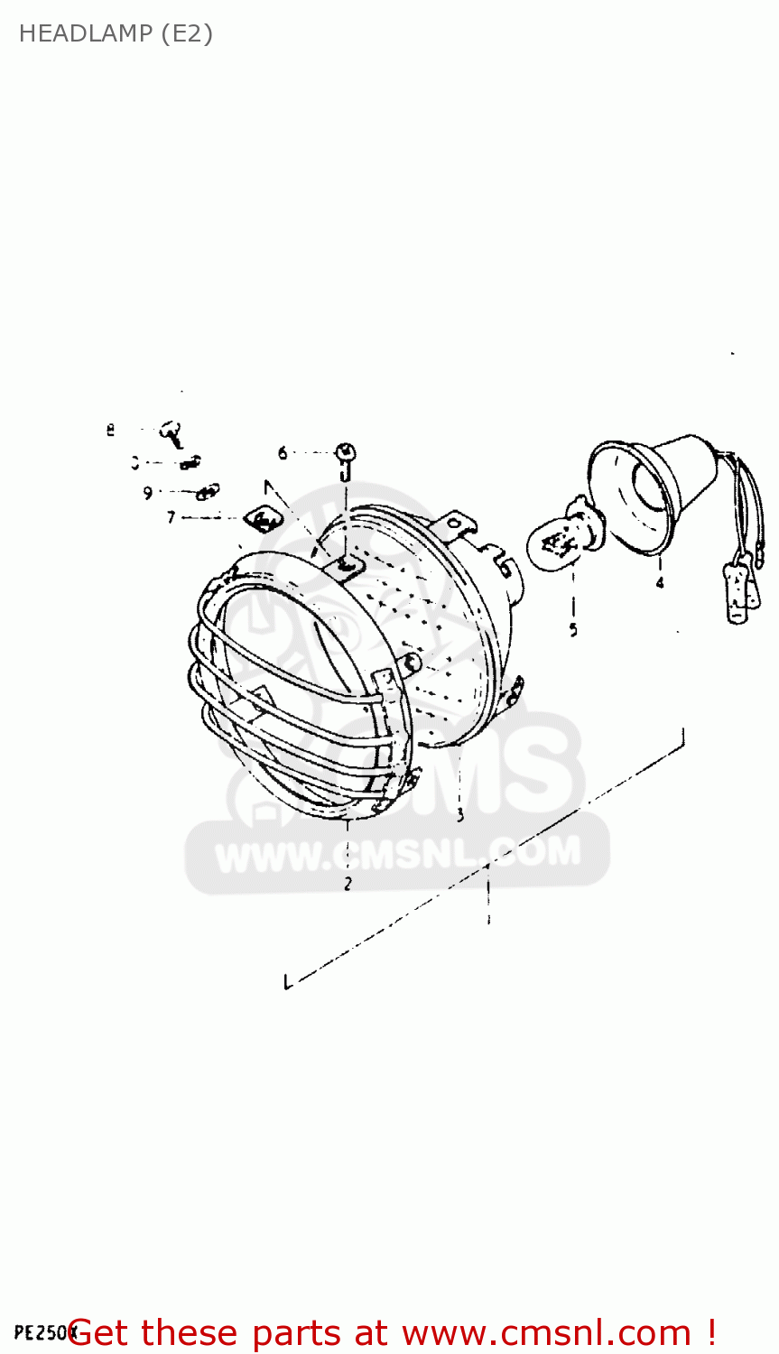 HEADLAMP (E2) PE250 1981 (X) (E01 E02 E04 E15 E21 E24)
