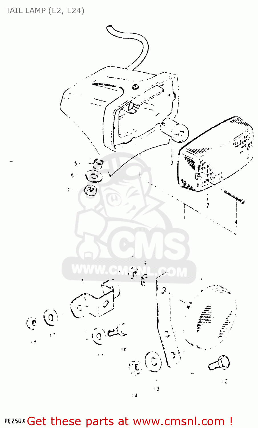 TAIL LAMP (E2, E24) PE250 1981 (X) (E01 E02 E04 E15 E21 E24)