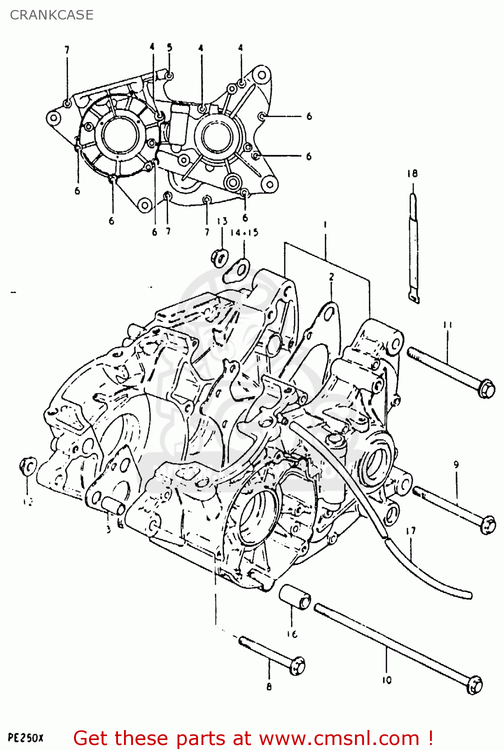 CRANKCASE PE250 1981 (X) (E01 E02 E04 E15 E21 E24)