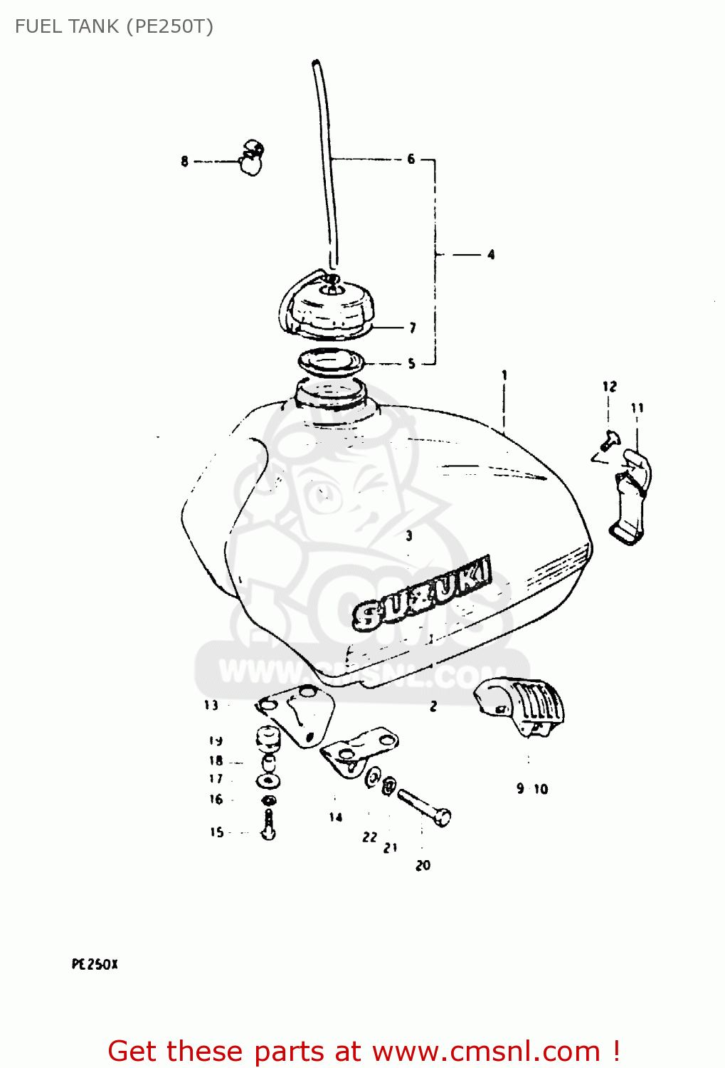 FUEL TANK (PE250T) PE250 1981 (X) (E01 E02 E04 E15 E21 E24)