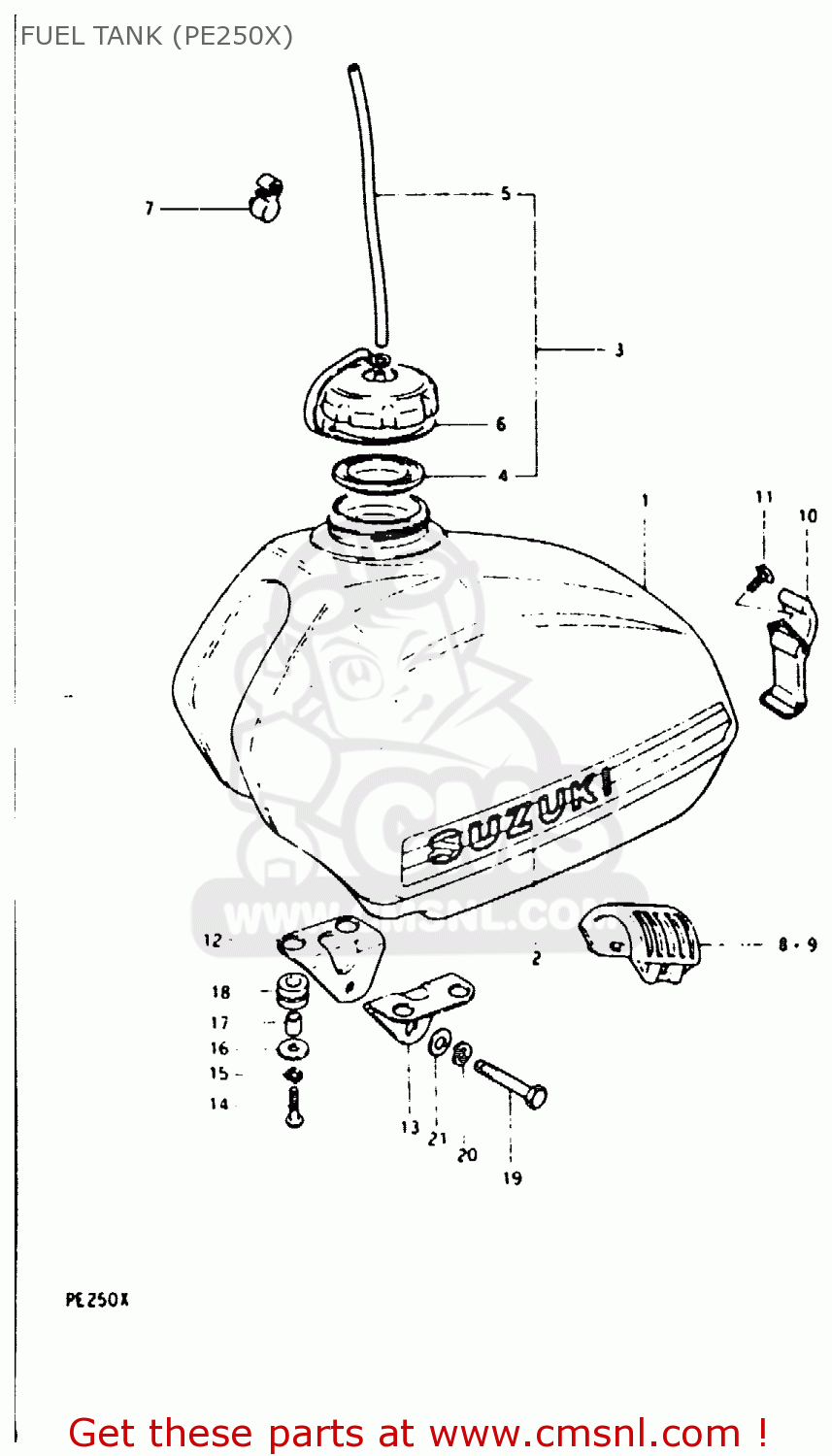 FUEL TANK (PE250X) PE250 1981 (X) (E01 E02 E04 E15 E21 E24)