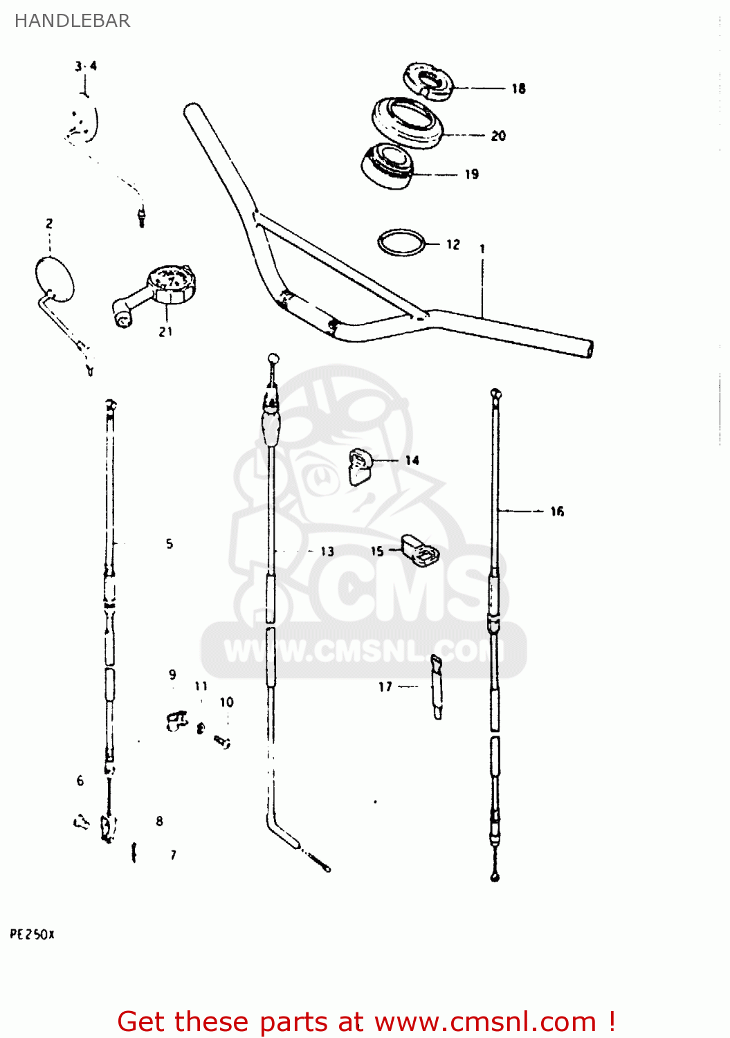 HANDLEBAR PE250 1981 (X) (E01 E02 E04 E15 E21 E24)