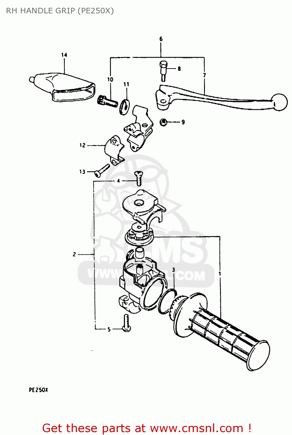 RH HANDLE GRIP (PE250X) PE250 1981 (X) (E01 E02 E04 E15 E21 E24)