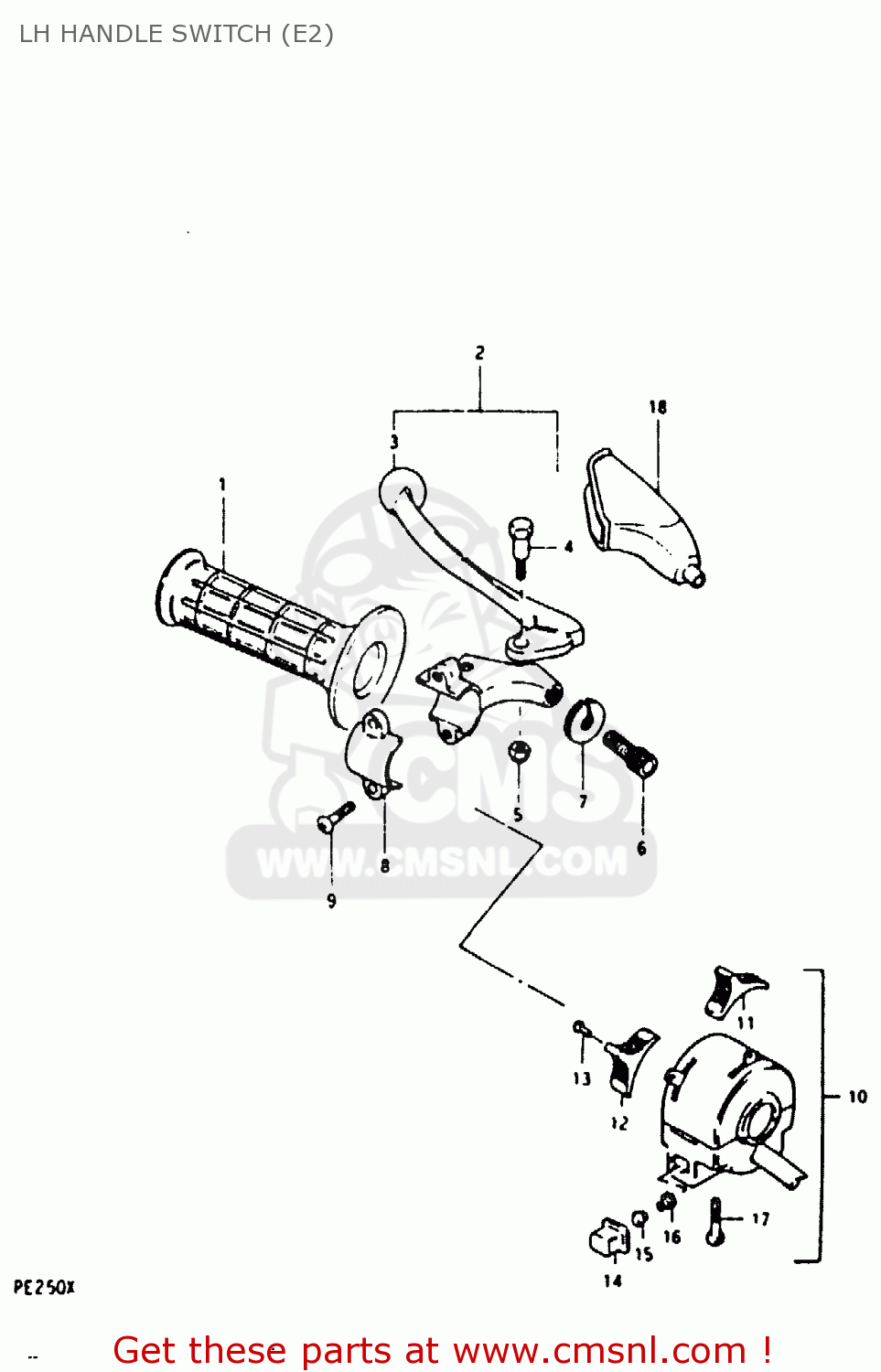 LH HANDLE SWITCH (E2) PE250 1981 (X) (E01 E02 E04 E15 E21 E24)