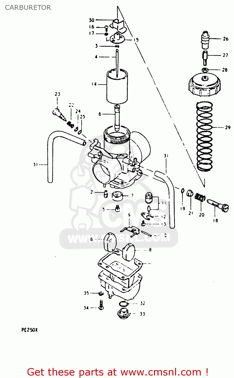 CARBURETOR PE250 1981 (X) (E01 E02 E04 E15 E21 E24)