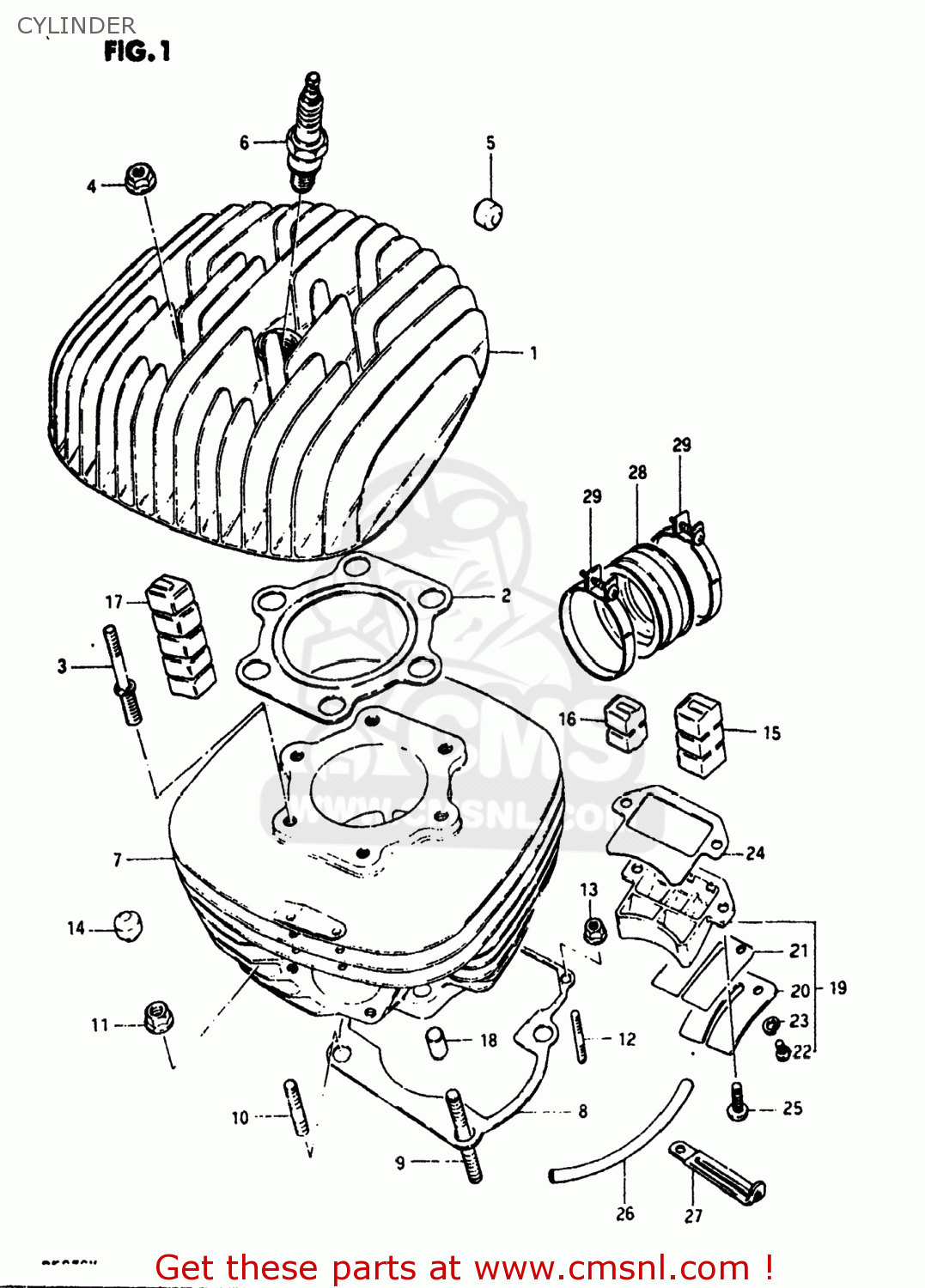 Suzuki PE250 1981 (X) USA (E03) CYLINDER - buy original CYLINDER spares ...