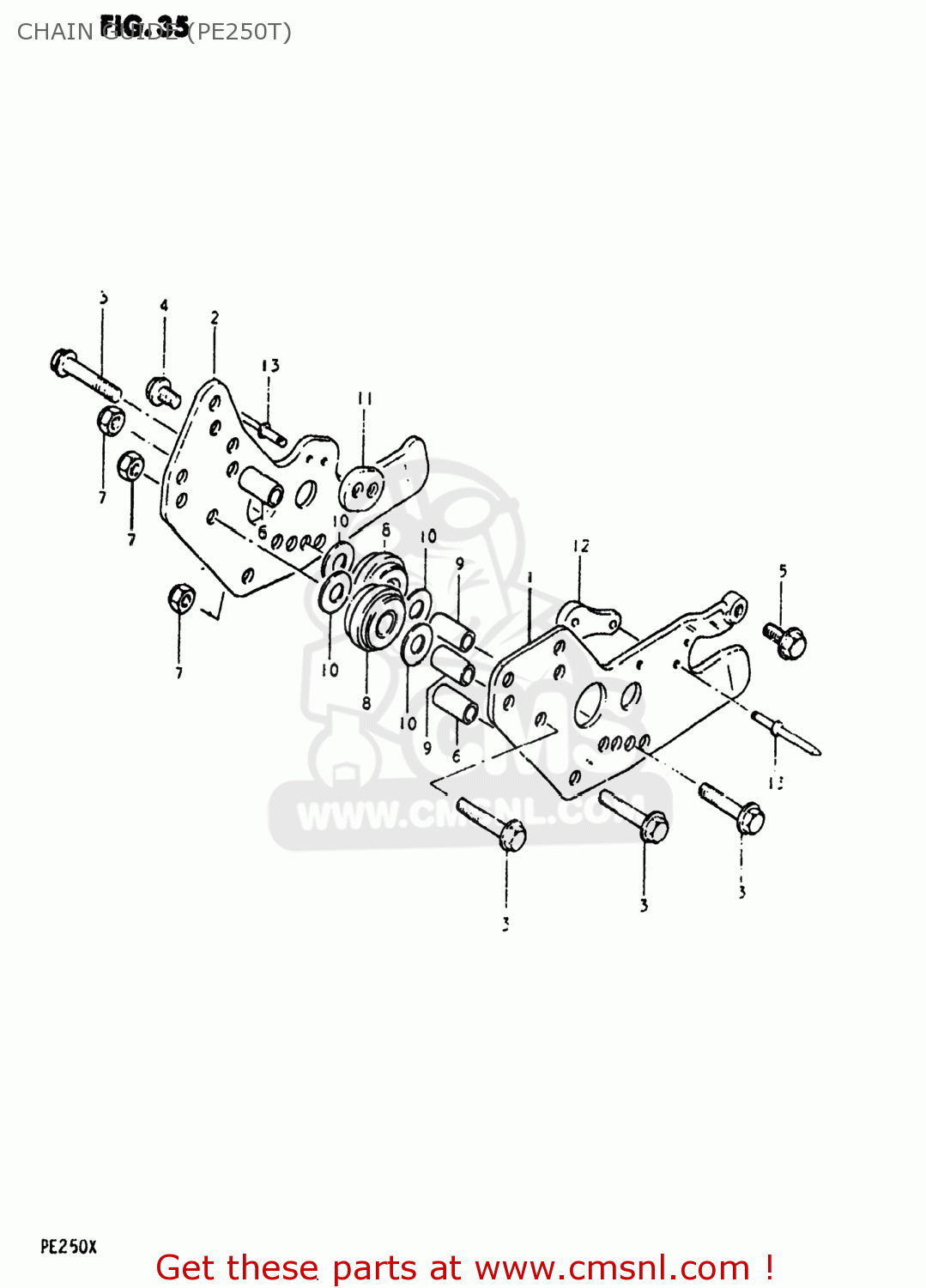 CHAIN GUIDE (PE250T) PE250 1981 (X) USA (E03)
