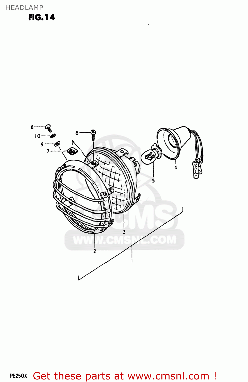 HEADLAMP PE250 1981 (X) USA (E03)