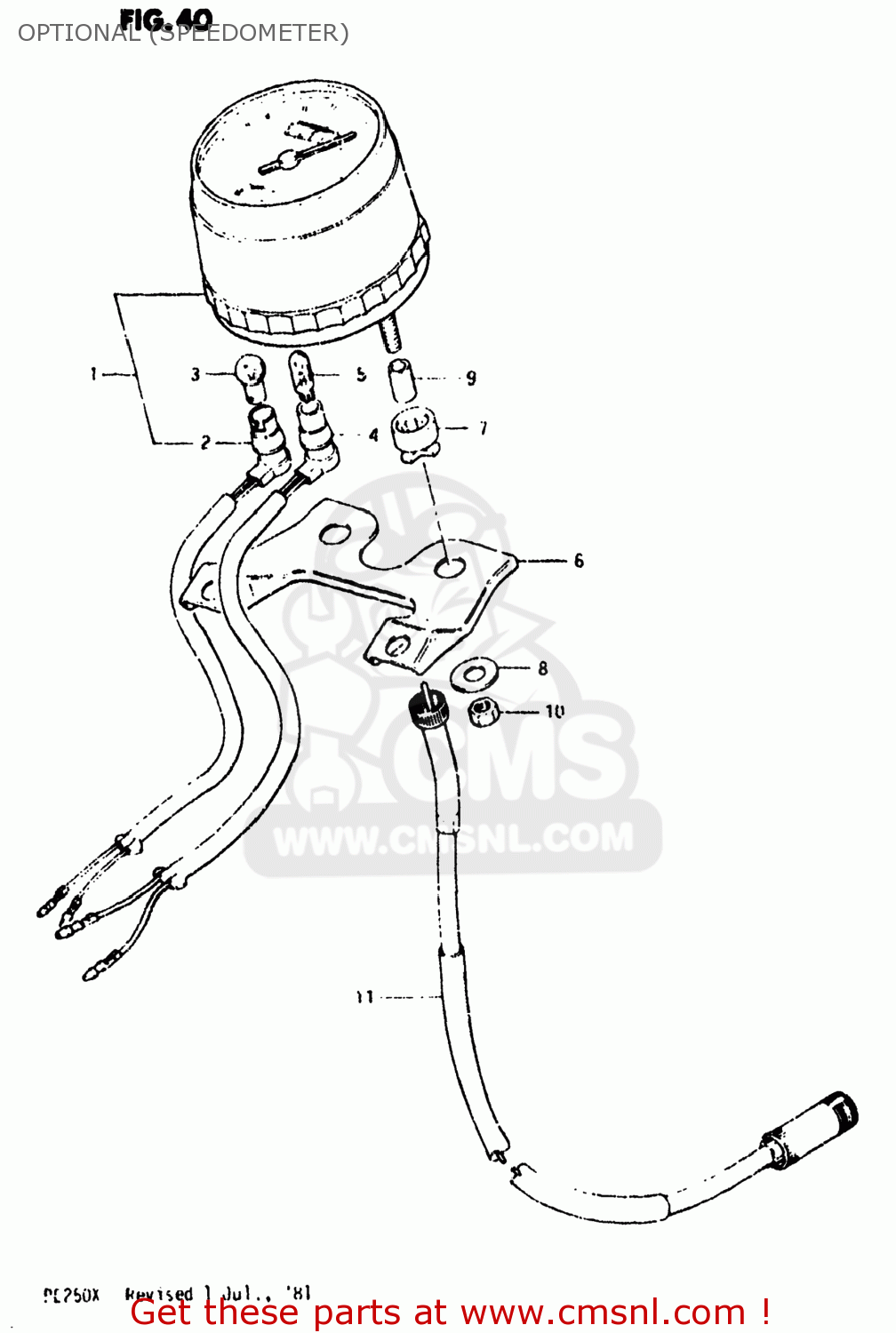 OPTIONAL (SPEEDOMETER) PE250 1981 (X) USA (E03)