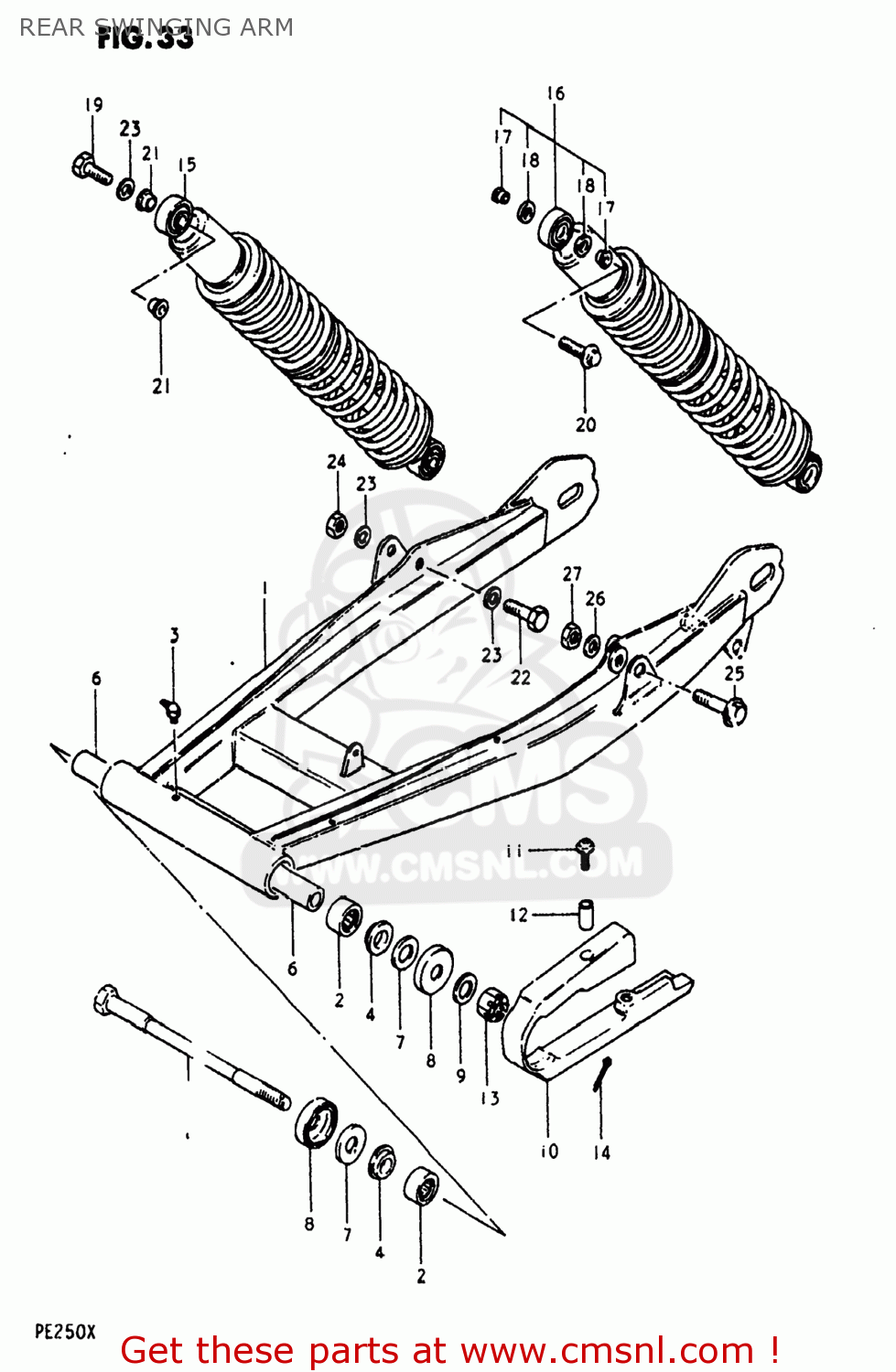 REAR SWINGING ARM PE250 1981 (X) USA (E03)