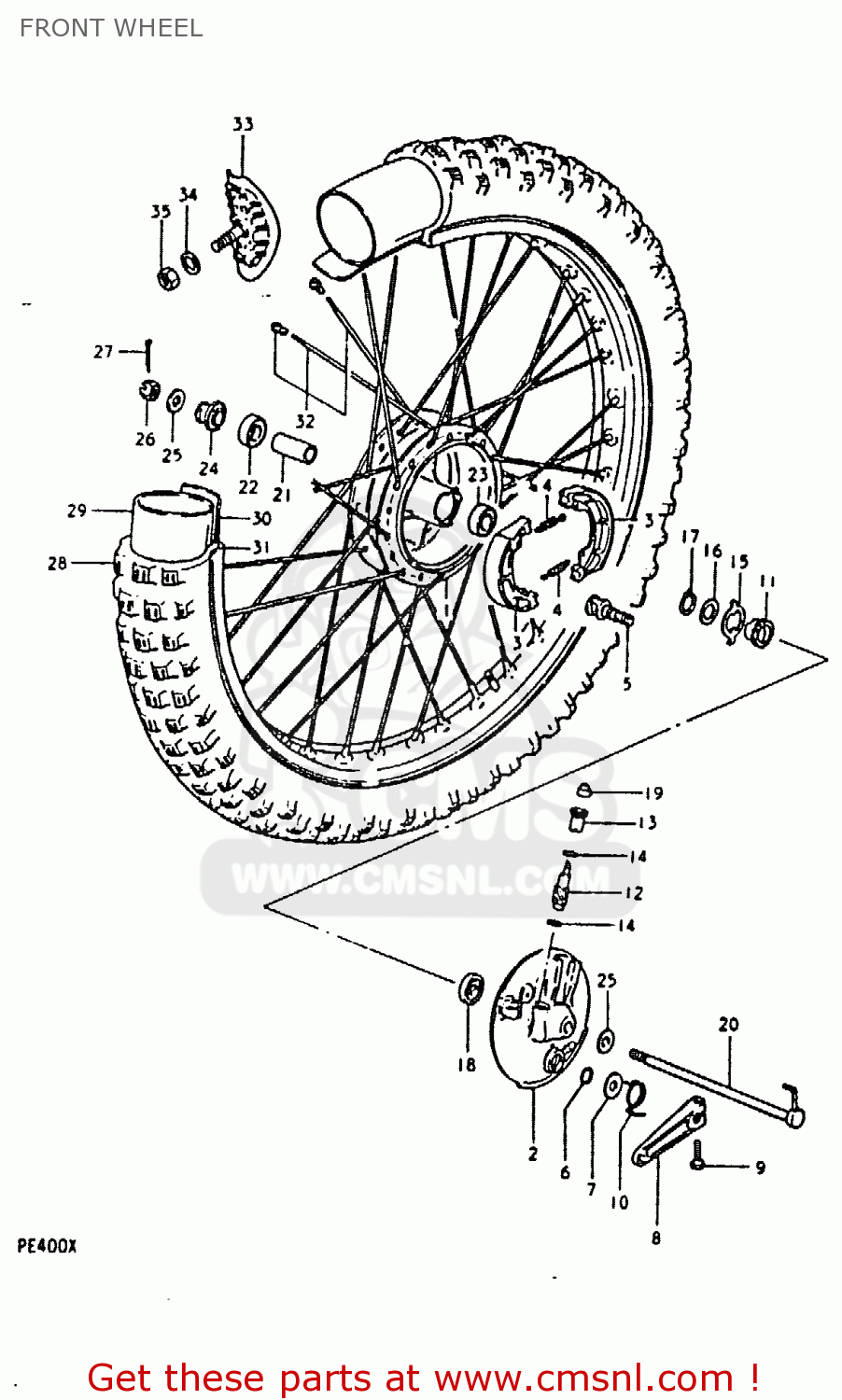 FRONT WHEEL PE400 1980 (T) (E01 E02 E15 E24)