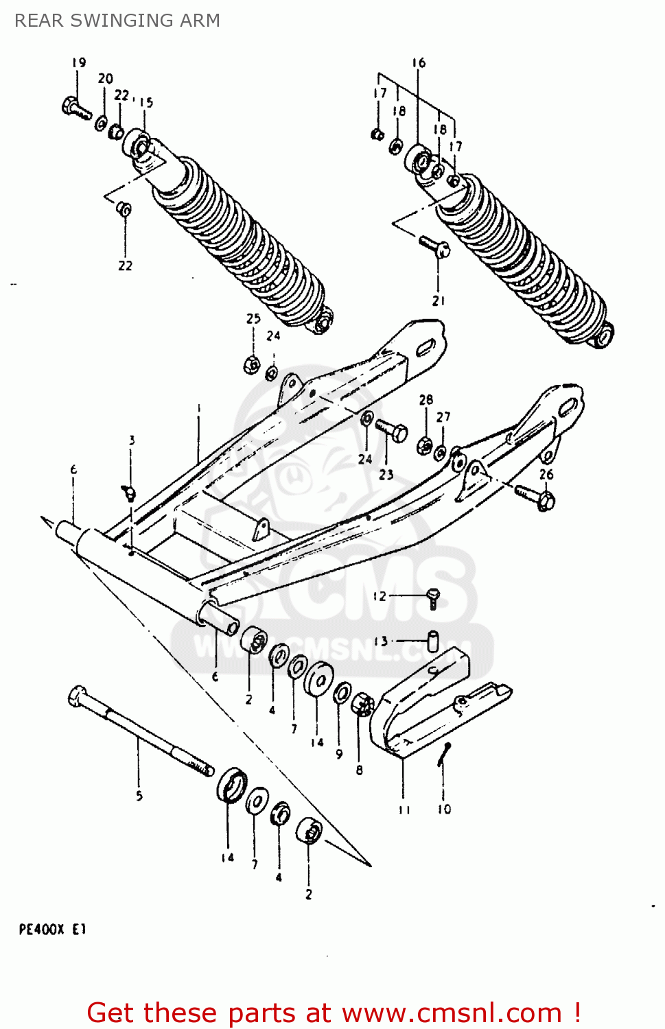 REAR SWINGING ARM PE400 1980 (T) (E01 E02 E15 E24)