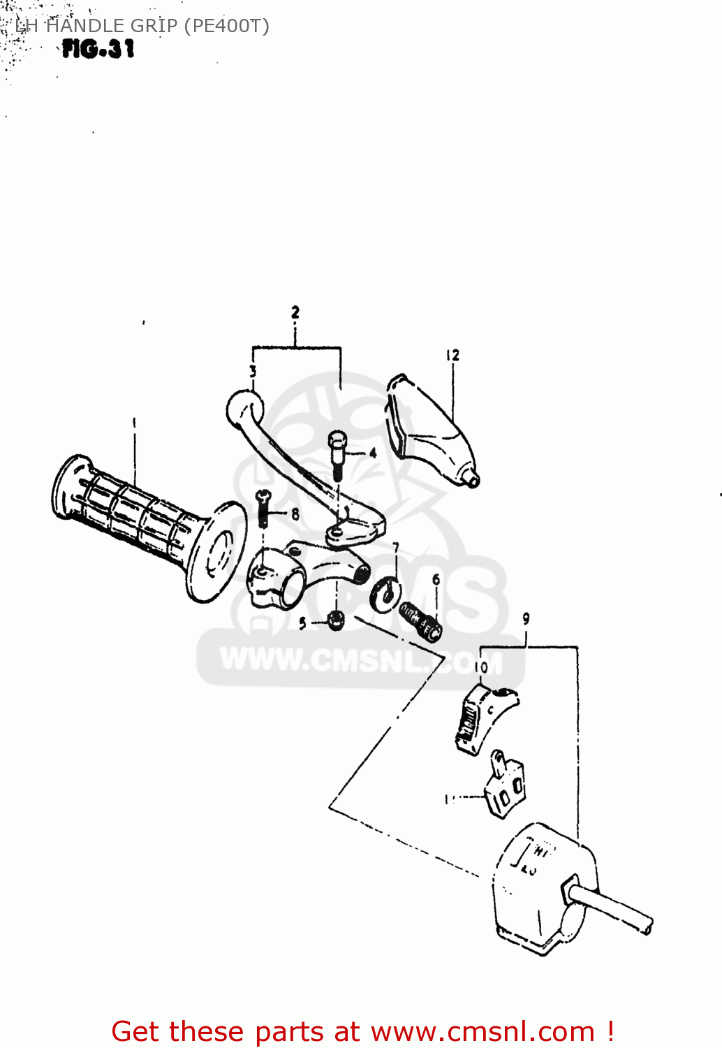 LH HANDLE GRIP (PE400T) PE400 1980 (T) USA (E03)