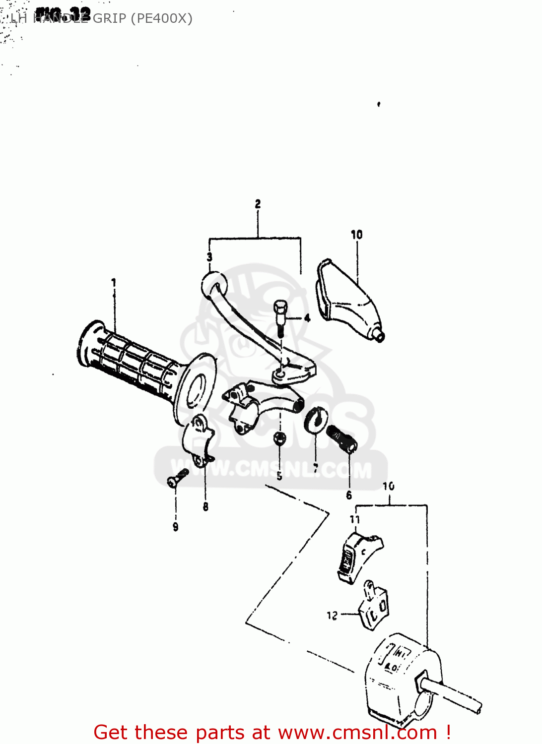 LH HANDLE GRIP (PE400X) PE400 1980 (T) USA (E03)