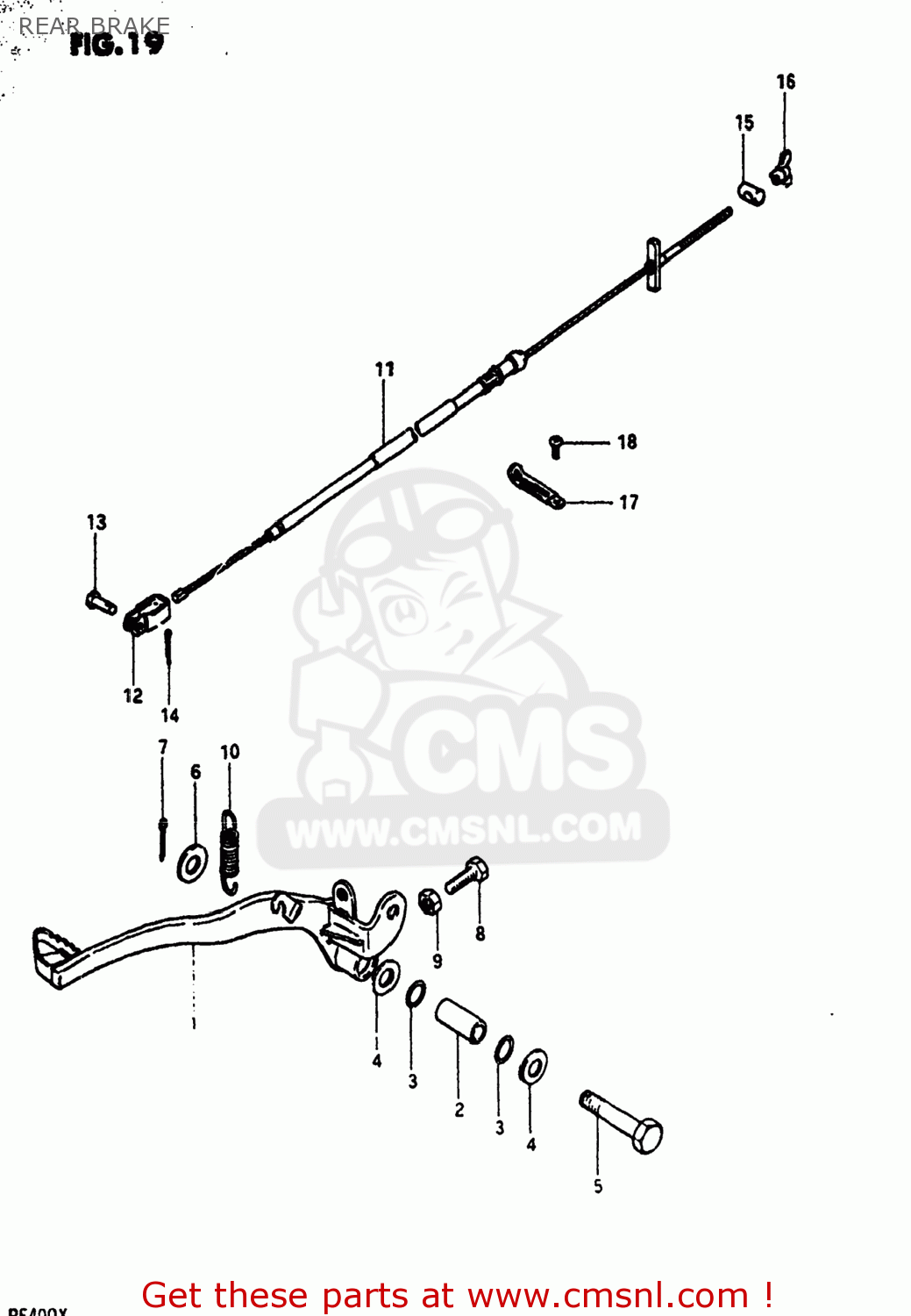 REAR BRAKE PE400 1980 (T) USA (E03)