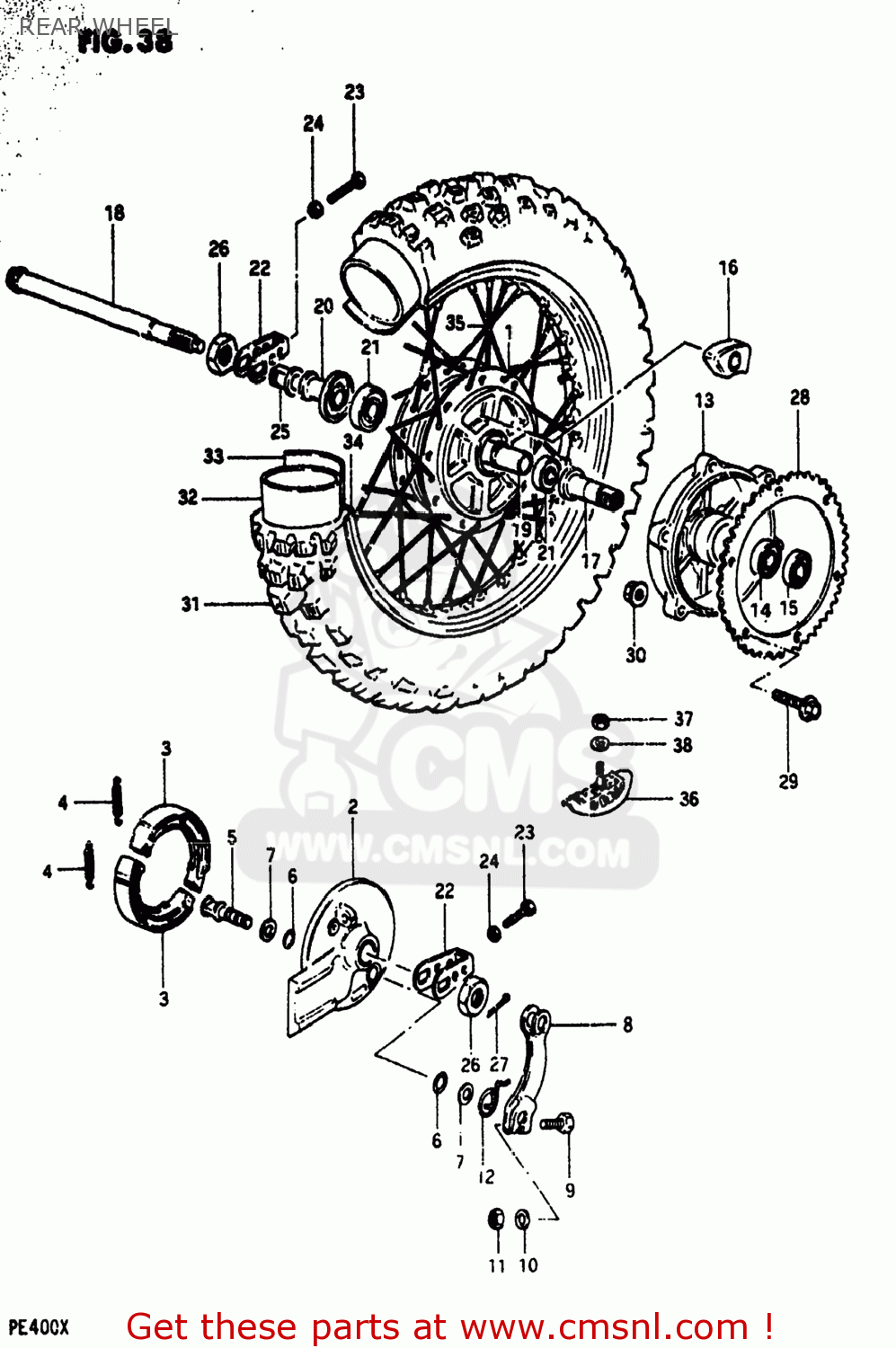 REAR WHEEL PE400 1980 (T) USA (E03)