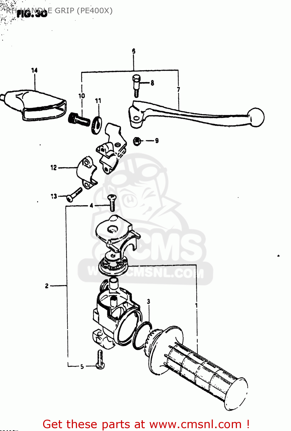 RH HANDLE GRIP (PE400X) PE400 1980 (T) USA (E03)