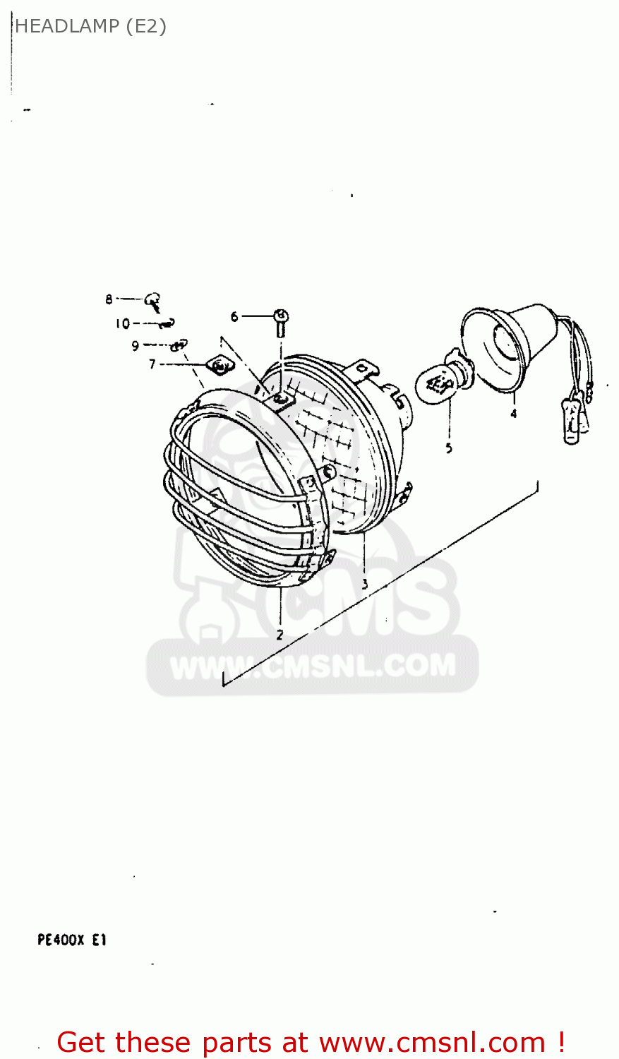 HEADLAMP (E2) PE400 1981 (X) (E01 E02 E06 E15 E24)