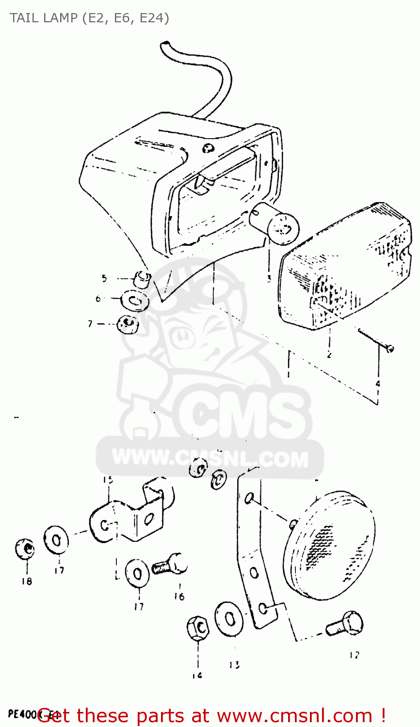 TAIL LAMP (E2, E6, E24) PE400 1981 (X) (E01 E02 E06 E15 E24)