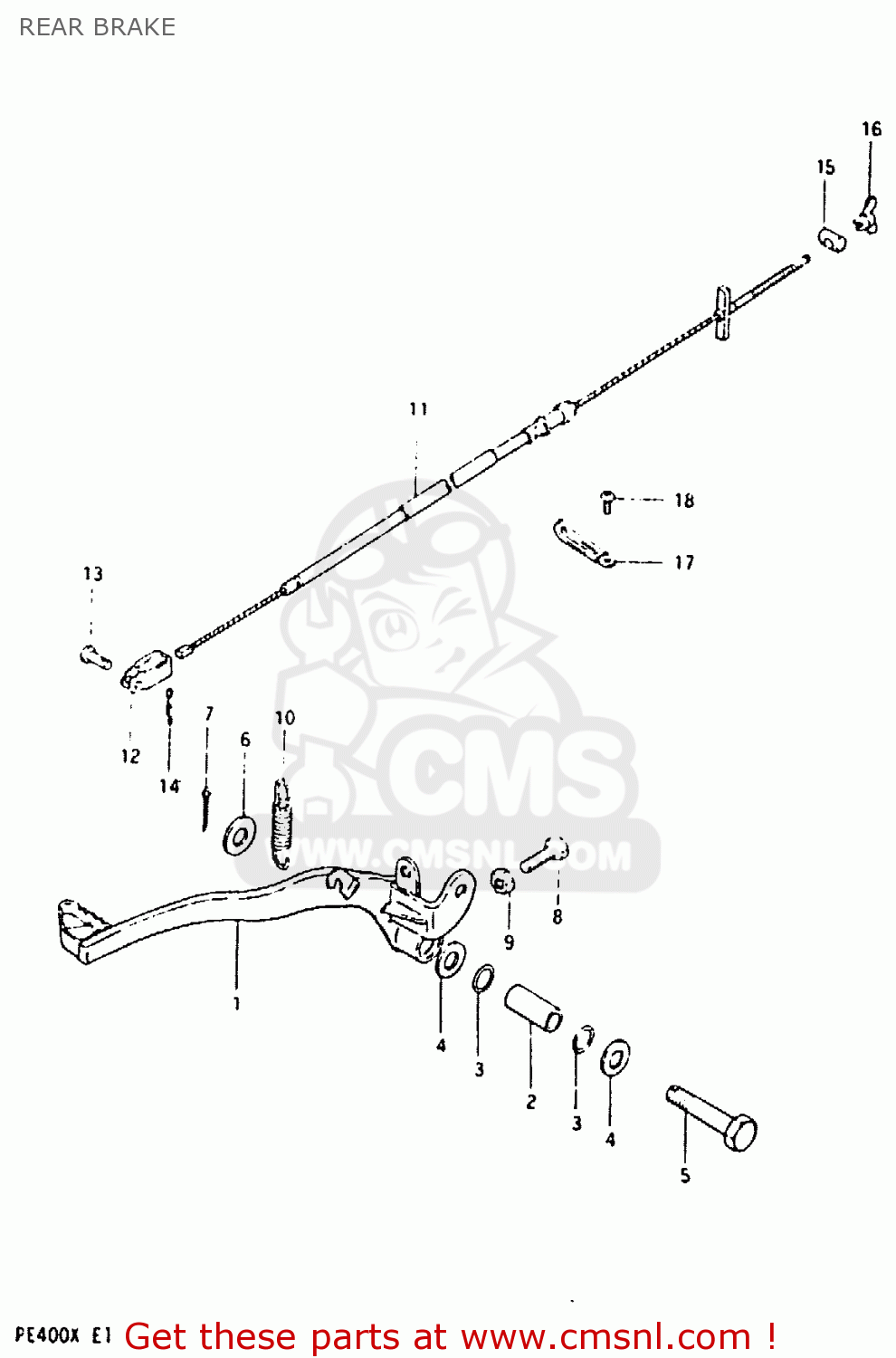 REAR BRAKE PE400 1981 (X) (E01 E02 E06 E15 E24)