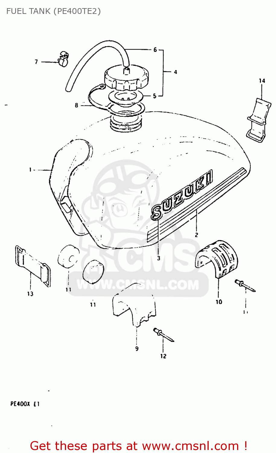 FUEL TANK (PE400TE2) PE400 1981 (X) (E01 E02 E06 E15 E24)
