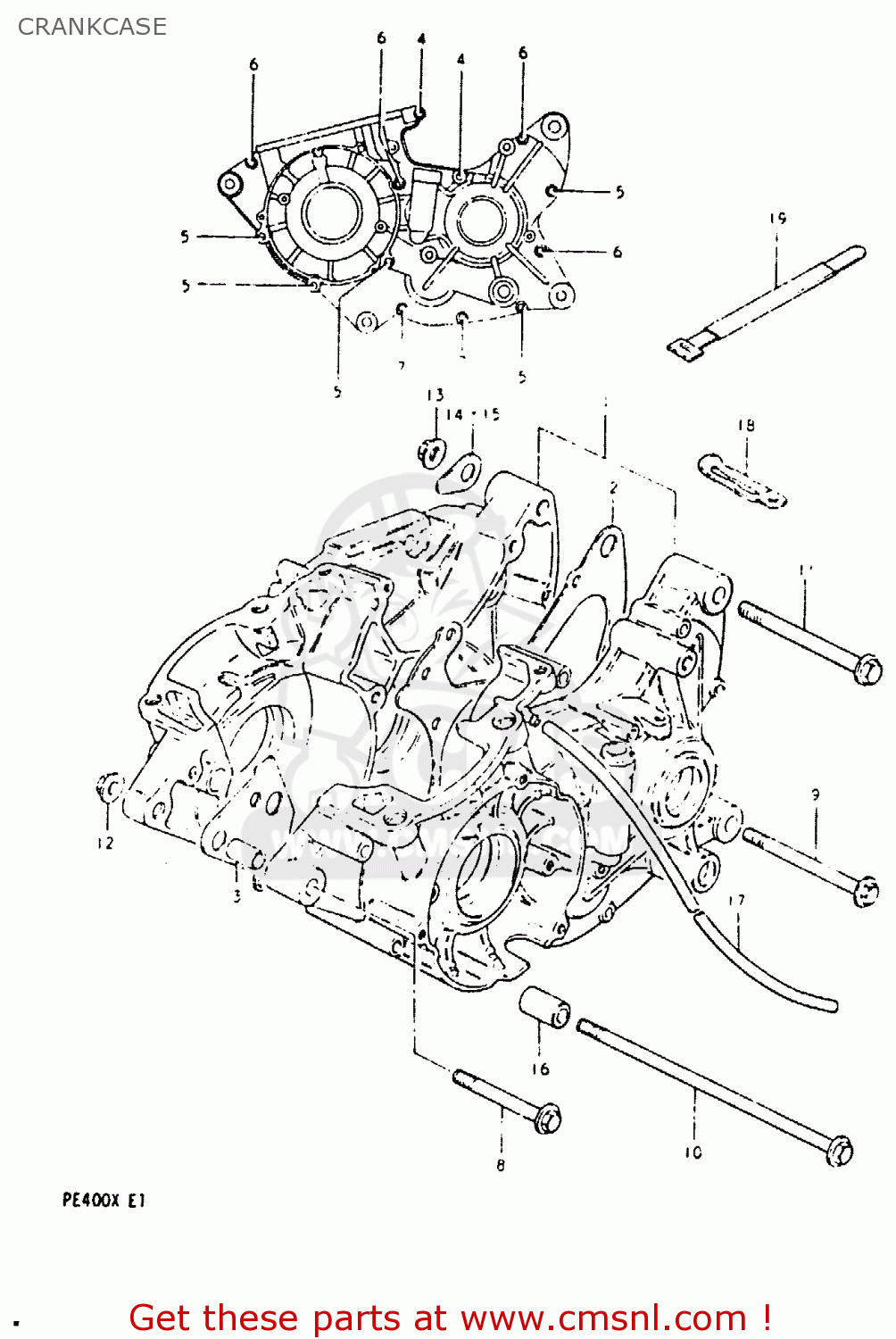 CRANKCASE PE400 1981 (X) (E01 E02 E06 E15 E24)