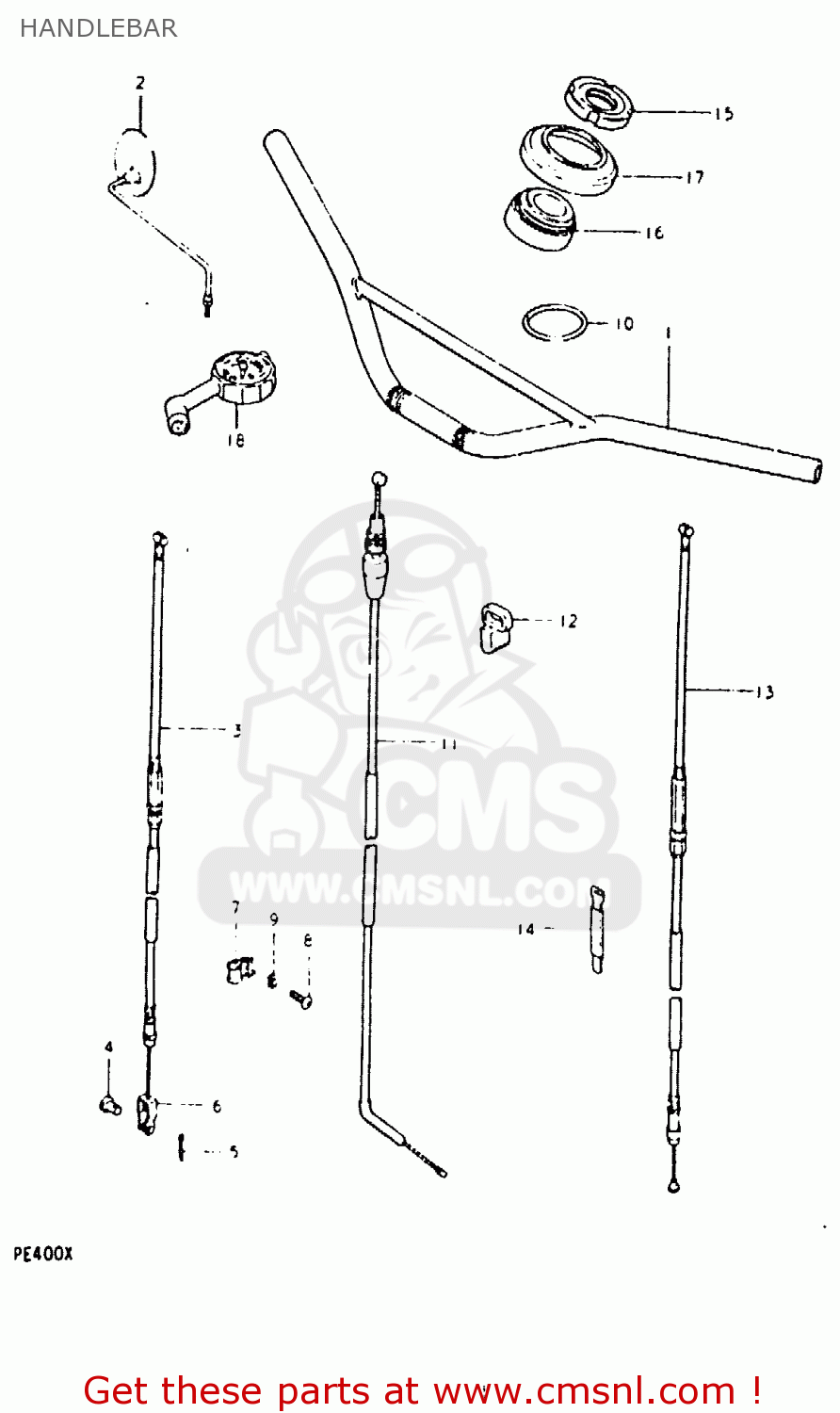 HANDLEBAR PE400 1981 (X) (E01 E02 E06 E15 E24)
