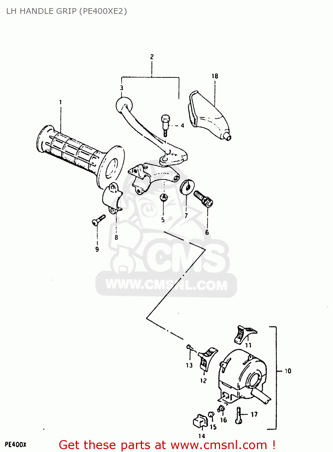 LH HANDLE GRIP (PE400XE2) PE400 1981 (X) (E01 E02 E06 E15 E24)
