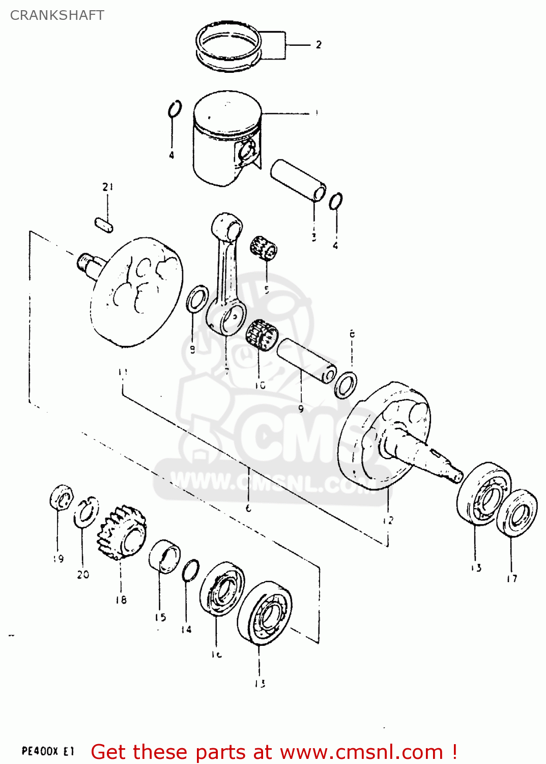 CRANKSHAFT PE400 1981 (X) (E01 E02 E06 E15 E24)