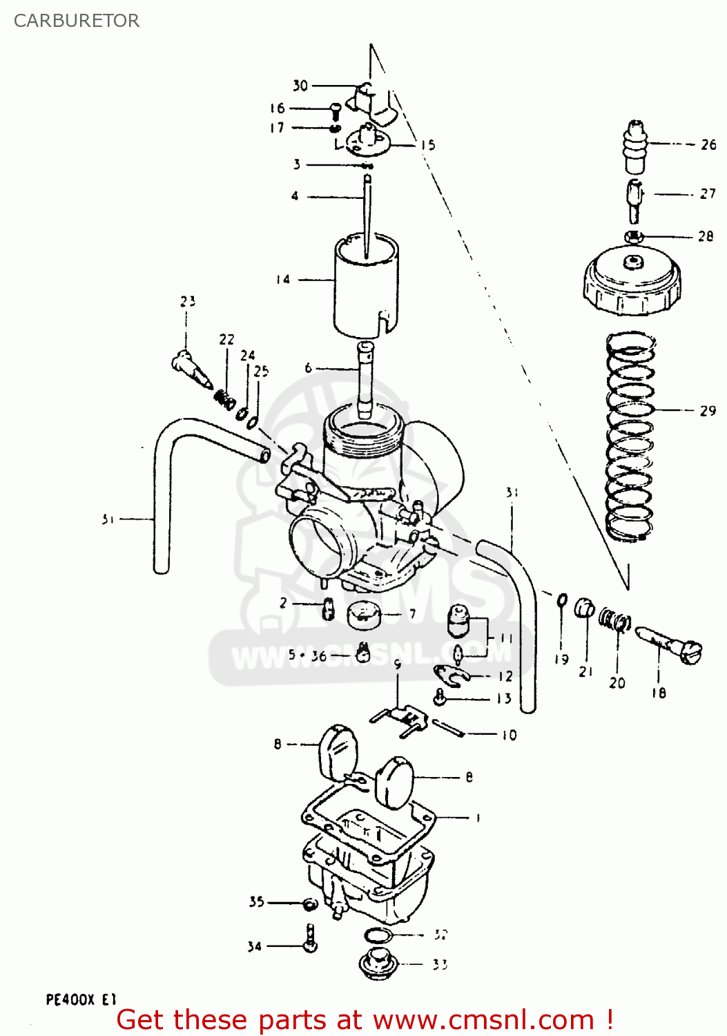 CARBURETOR PE400 1981 (X) (E01 E02 E06 E15 E24)