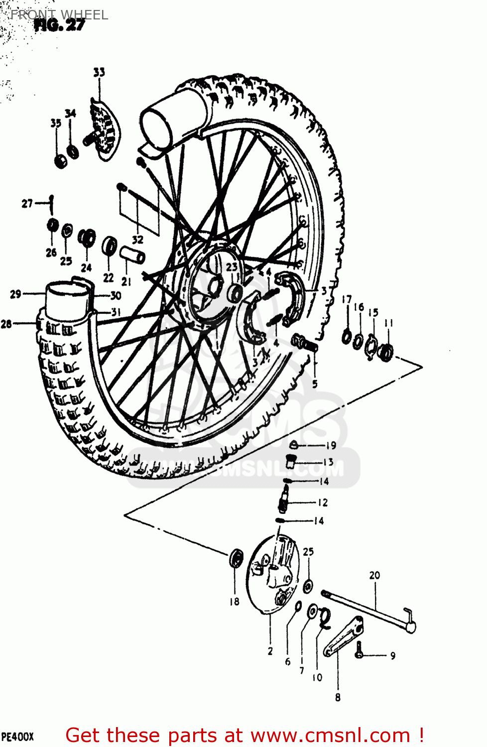 FRONT WHEEL PE400 1981 (X) USA (E03)