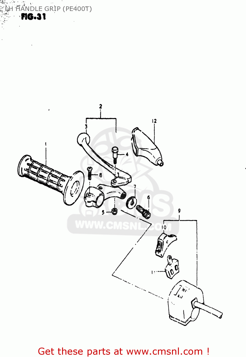 LH HANDLE GRIP (PE400T) PE400 1981 (X) USA (E03)