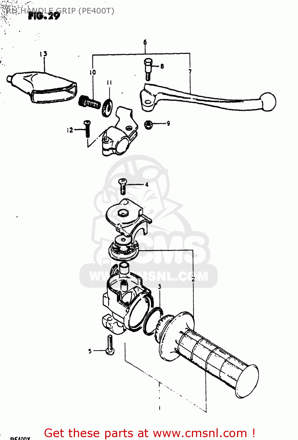 RH HANDLE GRIP (PE400T) PE400 1981 (X) USA (E03)