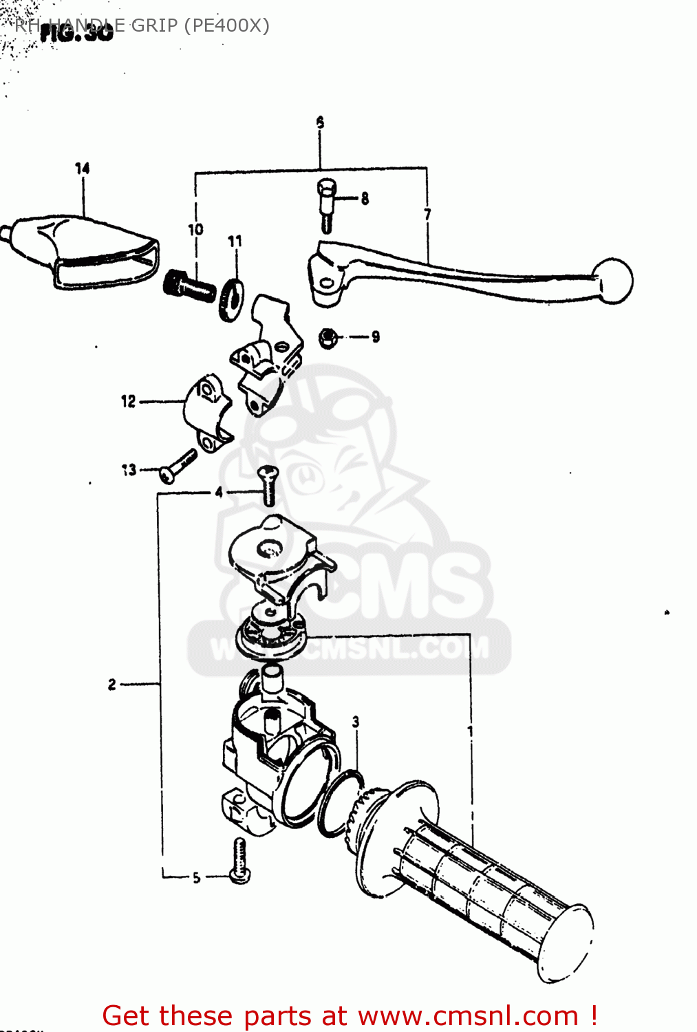 RH HANDLE GRIP (PE400X) PE400 1981 (X) USA (E03)