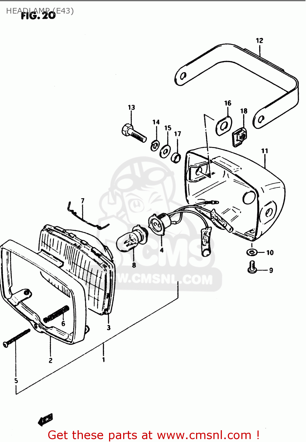 HEADLAMP (E43) PV50 1981 (X) (E01)