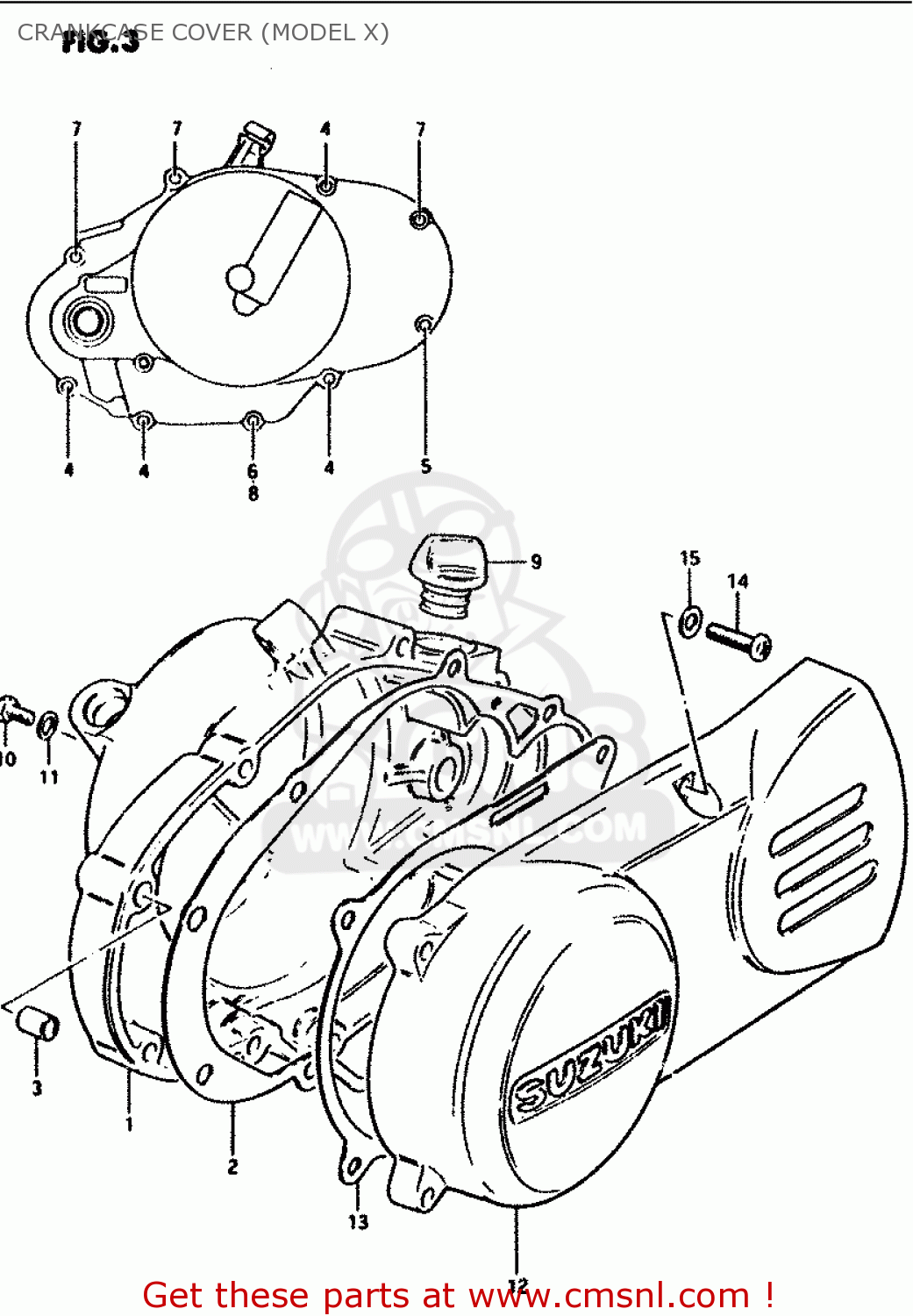 CRANKCASE COVER (MODEL X) PV50 1981 (X) (E01)