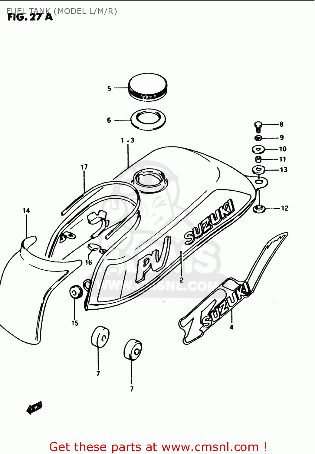 FUEL TANK (MODEL L/M/R) PV50 1983 (D) (E01)