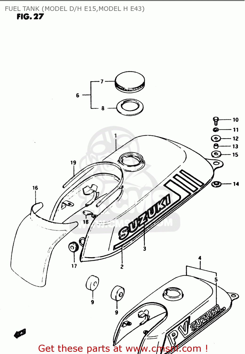 FUEL TANK (MODEL D/H E15,MODEL H E43) PV50 1987 (H) (E01)