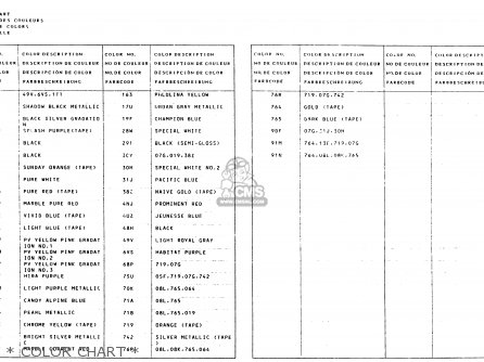 * COLOR CHART * - PV50 1991 (M) (E01)